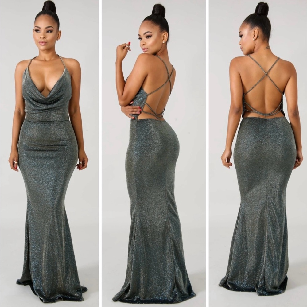 Stunning Backless Metallic Dress